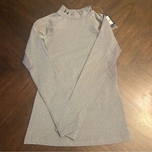 Under Armour Womens Neck T-Shirt, Charcoal Light Heather Black, X-Small New